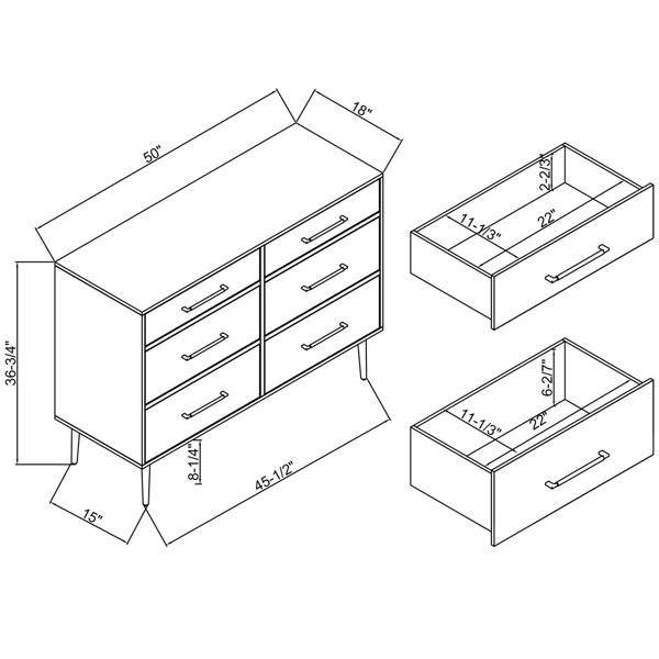 Etta Avenue™ Nayeli 6 Drawer 50'' W Double Dresser & Reviews Wayfair